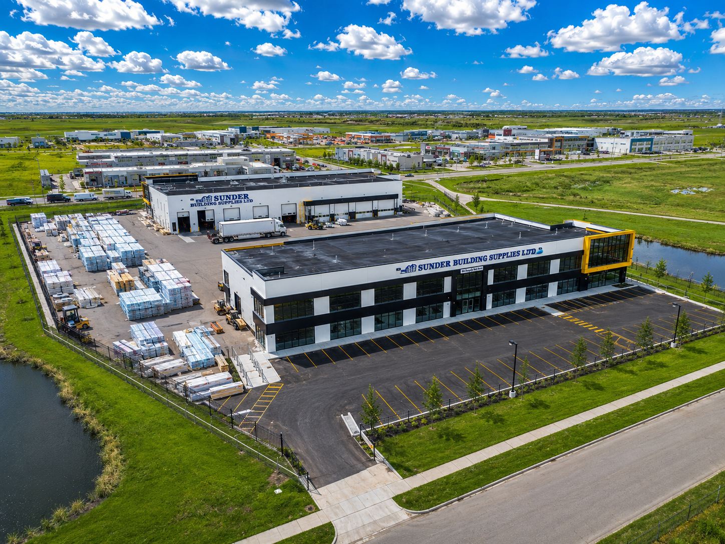 Aerial view of the two-site operation and yard