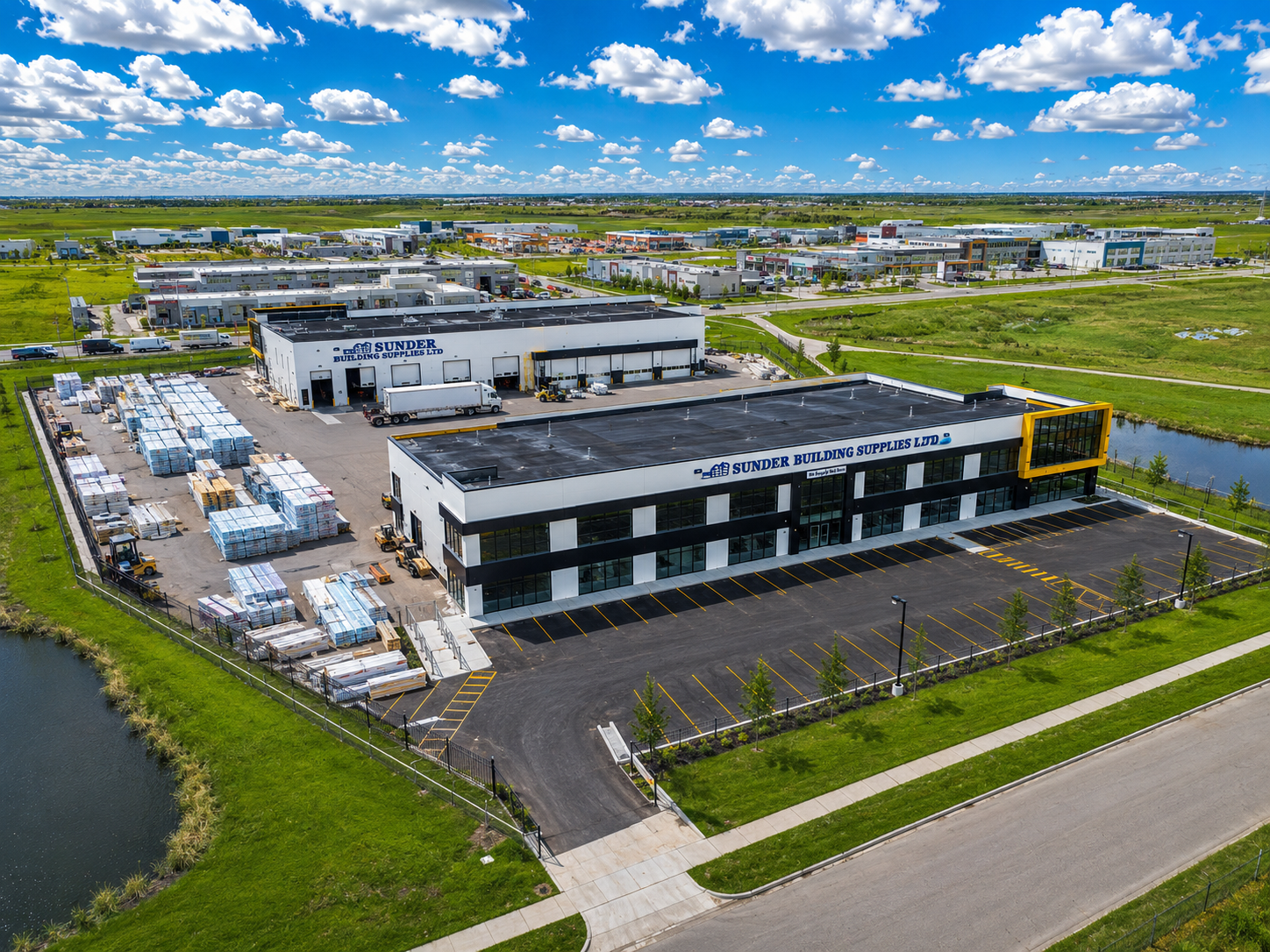 Aerial view of the two-site operation and yard
