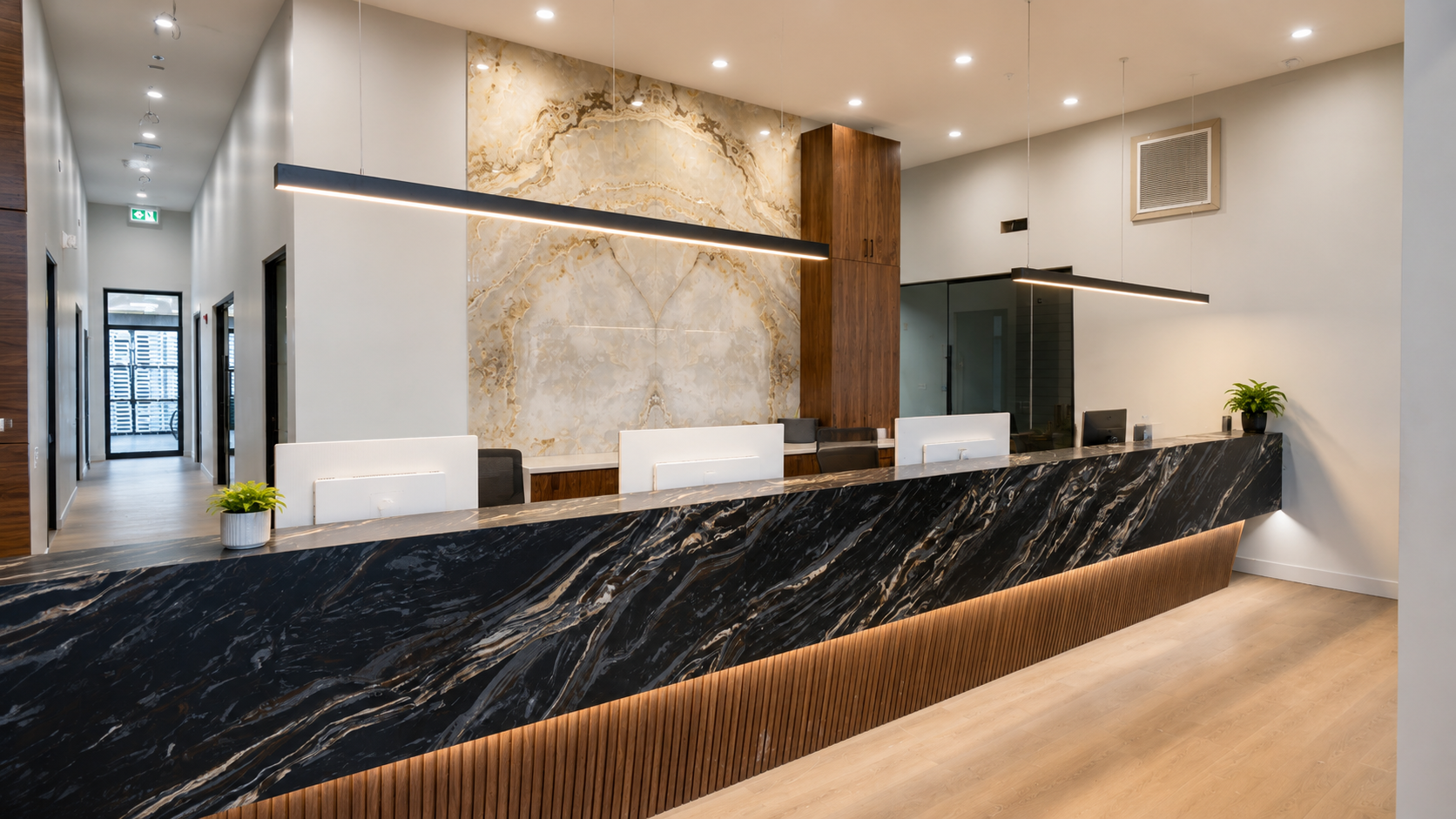 Showroom reception and front desk